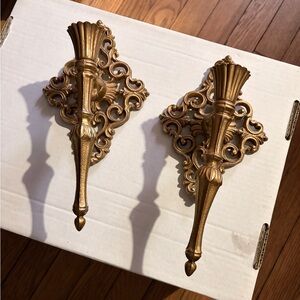 Hollywood Regency Gold Wall Sconces